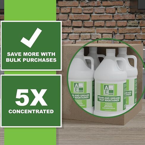 Drain and Grease Trap Maintainer- 4 Gallon (Contains 512 Treatments) - Biological Formula - Breaks Down Fats Oils and Grease - Grease Traps, Drain, Septic Systems, Sewers- Deodorizer in Saudi Arabia