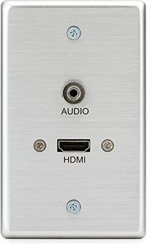 C2G Legrand HDMI VGA and AUX Wall Pass Through, In Wall Cable Management, Aluminum Pass Through Wall Plate, Silver, 1 Count, C2G 39707 in Saudi Arabia