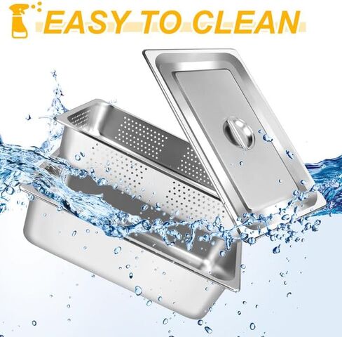 3 Pack Full Size 4 Inch, 6 Inch Hotel Pan with Lid Perforated Steam Table Pan Chafing Pans Steam Table Tray Stainless Steel Restaurant Supplies for Buffets Catering Commercial Kitchen in Saudi Arabia