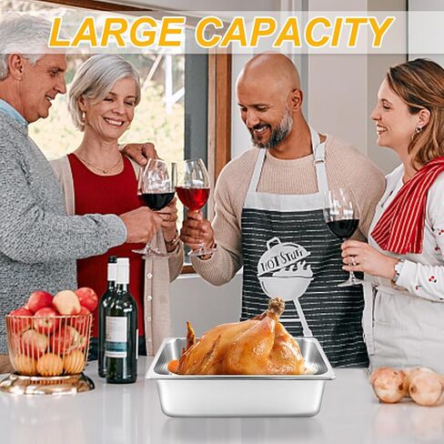 3 Pack Full Size 4 Inch, 6 Inch Hotel Pan with Lid Perforated Steam Table Pan Chafing Pans Steam Table Tray Stainless Steel Restaurant Supplies for Buffets Catering Commercial Kitchen in Saudi Arabia