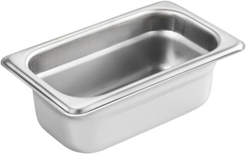 New Star Foodservice 1/9 Size Stainless Steel Steam Table Pan, 7.0 x 4.3 x 2.5 Inches, 18/8 Stainless Steel, 24 Gauge, NSF Certified (Set of 6) in Saudi Arabia