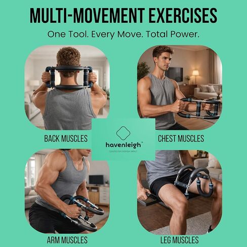 Adjustable Chest Expander & Twister Arm Trainer, Heavy-Duty Resistance Bar for Upper Body, Chest, Biceps, Triceps, Forearm Workout, at Home Gym Strength Training Equipment (60–120 lb) in Kuwait