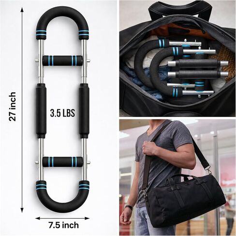 Adjustable Chest Expander & Twister Arm Trainer, Heavy-Duty Resistance Bar for Upper Body, Chest, Biceps, Triceps, Forearm Workout, at Home Gym Strength Training Equipment (60–120 lb) in Kuwait