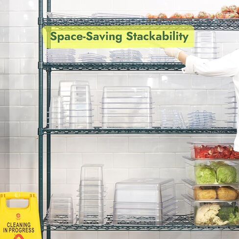 كورتا 12 عبوة 1/6 مقاس 6 بوصات وعاء طعام من البولي كربونات العميق NSF مع غطاء مسنن وصينية تصريف | حاوية شفافة آمنة للاستخدام في غسالة الأطباق والفريزر لطاولات الإعداد، والبوفيه، وبار السلطة، والمطبخ التجاري in Kuwait