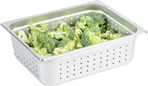 Restaurantware Perforated Hotel Pan 1 Count 1/2 Half Size Anti-Jam 4" Deep Freezable 24 Gauge Stainless Steel Steam Pan Lid Sold Separately, for Use in Commercial Kitchens, and Catering Events in Saudi Arabia