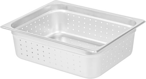 Restaurantware Perforated Hotel Pan 1 Count 1/2 Half Size Anti-Jam 4" Deep Freezable 24 Gauge Stainless Steel Steam Pan Lid Sold Separately, for Use in Commercial Kitchens, and Catering Events in Saudi Arabia