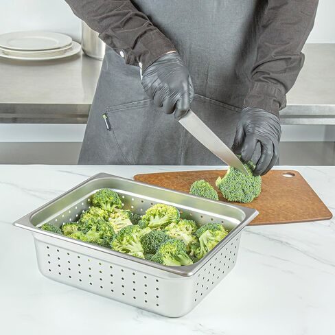 Restaurantware Perforated Hotel Pan 1 Count 1/2 Half Size Anti-Jam 4" Deep Freezable 24 Gauge Stainless Steel Steam Pan Lid Sold Separately, for Use in Commercial Kitchens, and Catering Events in Saudi Arabia