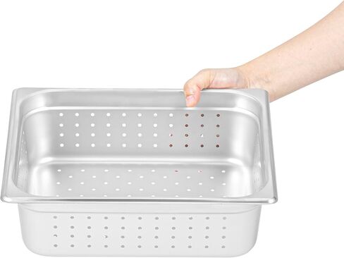 Restaurantware Perforated Hotel Pan 1 Count 1/2 Half Size Anti-Jam 4" Deep Freezable 24 Gauge Stainless Steel Steam Pan Lid Sold Separately, for Use in Commercial Kitchens, and Catering Events in Saudi Arabia