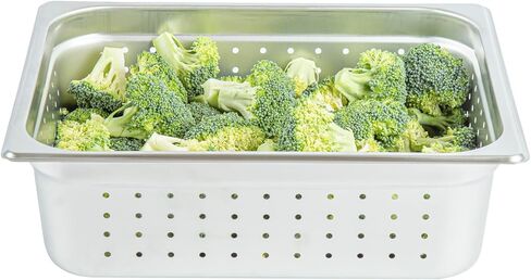 Restaurantware Perforated Hotel Pan 1 Count 1/2 Half Size Anti-Jam 4" Deep Freezable 24 Gauge Stainless Steel Steam Pan Lid Sold Separately, for Use in Commercial Kitchens, and Catering Events in Saudi Arabia