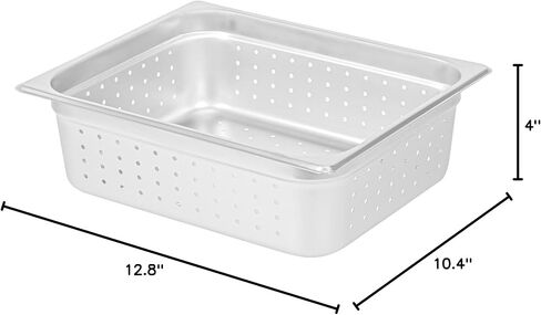 Restaurantware Perforated Hotel Pan 1 Count 1/2 Half Size Anti-Jam 4" Deep Freezable 24 Gauge Stainless Steel Steam Pan Lid Sold Separately, for Use in Commercial Kitchens, and Catering Events in Saudi Arabia