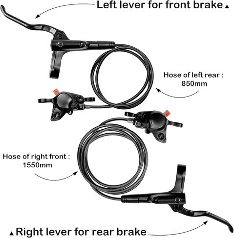 MT200 Hydraulic Brakes Set Left Front 800/850mm Right Rear 1450/1550mm 2 Piston Bike Brakes for Mountain Bike in Saudi Arabia