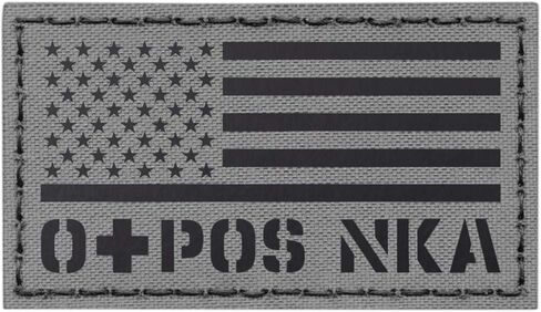 IR USA Flag OPOS O+ Blood Type Wolf Gray Grey NKA NKDA Infrared Tactical Morale Fastener Patch in Kuwait