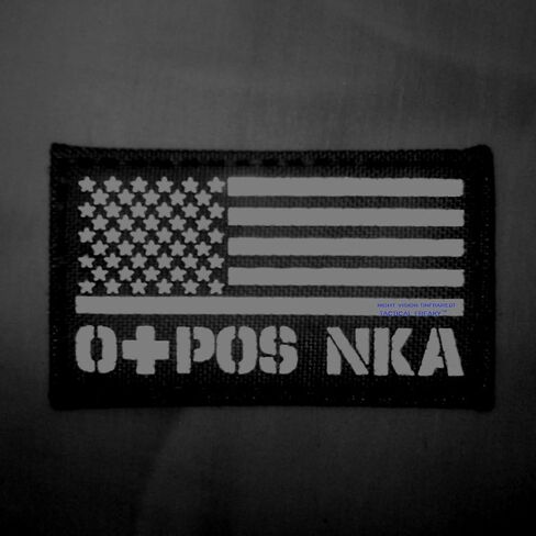 IR USA Flag OPOS O+ Blood Type Wolf Gray Grey NKA NKDA Infrared Tactical Morale Fastener Patch in Kuwait