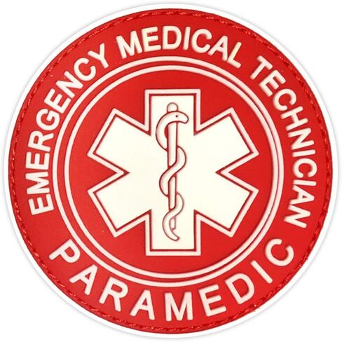 EMT Paramedic Emergency Medical Technician Patch EMT Star of Life Tactical Patch 3D PVC Tactical Morale Badge Rubber Hook and Loop Fastener Patch 3.15 Inch Diameter (red) in Kuwait