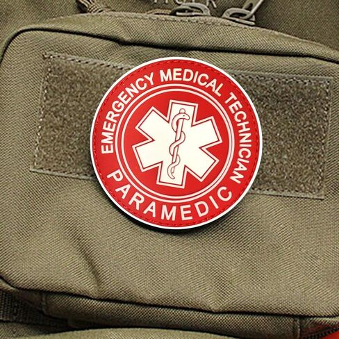 EMT Paramedic Emergency Medical Technician Patch EMT Star of Life Tactical Patch 3D PVC Tactical Morale Badge Rubber Hook and Loop Fastener Patch 3.15 Inch Diameter (red) in Kuwait