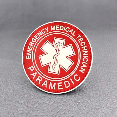 EMT Paramedic Emergency Medical Technician Patch EMT Star of Life Tactical Patch 3D PVC Tactical Morale Badge Rubber Hook and Loop Fastener Patch 3.15 Inch Diameter (red) in Kuwait