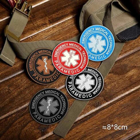 EMT Paramedic Emergency Medical Technician Patch EMT Star of Life Tactical Patch 3D PVC Tactical Morale Badge Rubber Hook and Loop Fastener Patch 3.15 Inch Diameter (red) in Kuwait