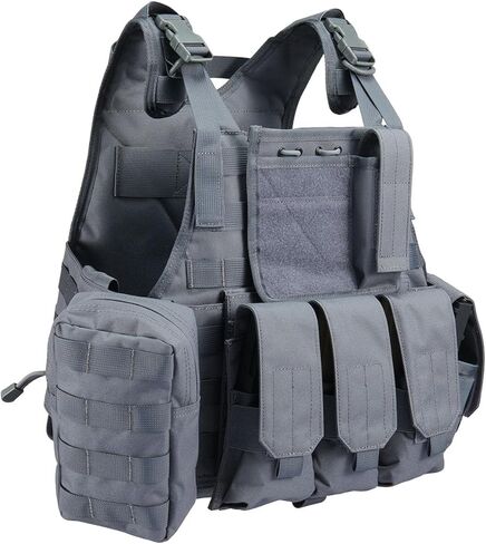 Lancer Tactical 600D Nylon 305 Airsoft Tactical Vest - (Grey) in Kuwait