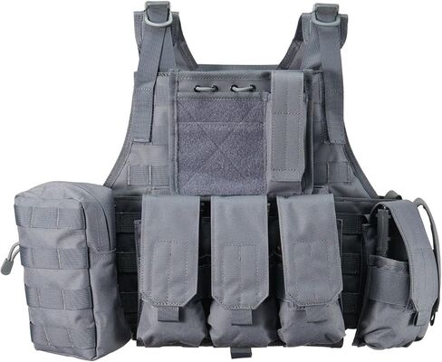Lancer Tactical 600D Nylon 305 Airsoft Tactical Vest - (Grey) in Kuwait