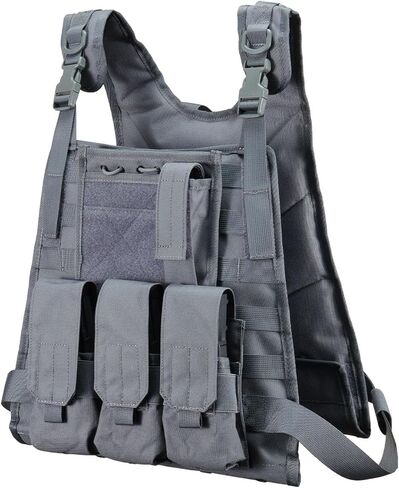 Lancer Tactical Airsoft Tactical Vest w/MOLLE System - (Grey) in Kuwait