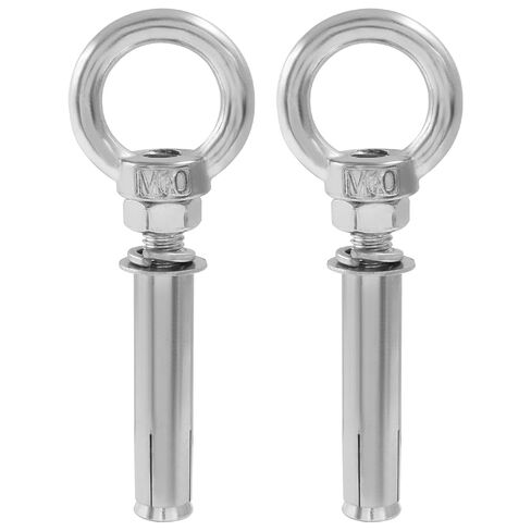 M10x80mm Concrete Eye Bolts, 2 Pcs Heavy Duty Stainless Steel Expansion Anchor Bolts with Nuts, Secure Lifting Ring Hooks for Ceiling, Masonry & Brick Walls, Rustproof & Easy Installation in Saudi Arabia