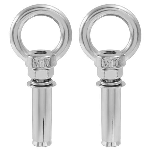 M10x80mm Concrete Eye Bolts, 2 Pcs Heavy Duty Stainless Steel Expansion Anchor Bolts with Nuts, Secure Lifting Ring Hooks for Ceiling, Masonry & Brick Walls, Rustproof & Easy Installation in Saudi Arabia