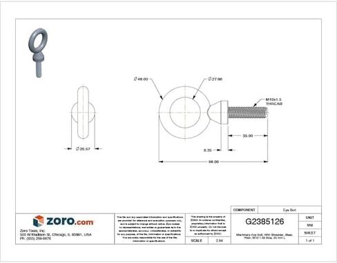 مسامير ذات عروة على شكل كتف M10، مقاس M10 × 35.0 مم in Kuwait