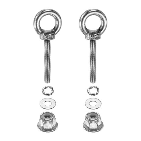 PATIKIL M3 x 50mm Shoulder Eye Bolt, 4 Pcs 304 Stainless Steel Lifting Ring Threaded Eye Bolt with Flange Lock Nuts Spring and Flat Washers for Hanging Tie Down Straps Outdoor Indoor in Saudi Arabia