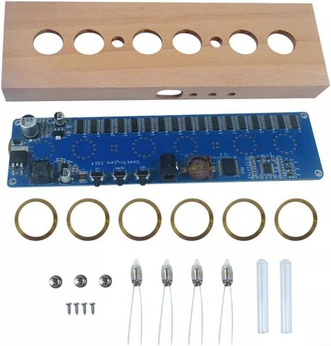 6-Digit IN14 Nixie Tube Electronic DIY Clock Kit with RGB Backlight, Retro Glow Tube Time Display Board, 12/24 Hour Module and Sleep Mode, PCB Circuit Assembly without Tubes in Kuwait