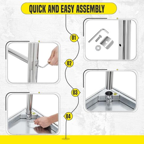 طاولة من الفولاذ المقاوم للصدأ مقاس 60 × 24 بوصة مع عجلات - تصميم قاعدة مفتوحة، ثبات استثنائي، خيارات متعددة الحجم، هيكل عالي التحمل، سهولة الحركة والراحة in Kuwait