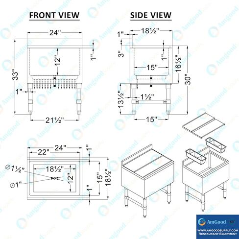 AmGood 18.5 in. x 24 in. x 30 in. Freestanding Stainless Steel Ice Bin with 7-Circuit Cast Aluminum Cold Plate in Saudi Arabia