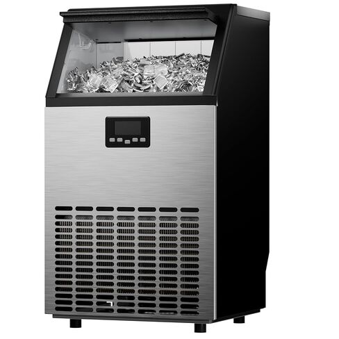 صانع ثلج تجاري سعة 100 رطل/24 ساعة مع ثلج على شكل قمر وتخزين 33 رطلاً، تصميم من الفولاذ المقاوم للصدأ تحت المنضدة، للبار والمقهى والمطاعم والمنزل in Kuwait
