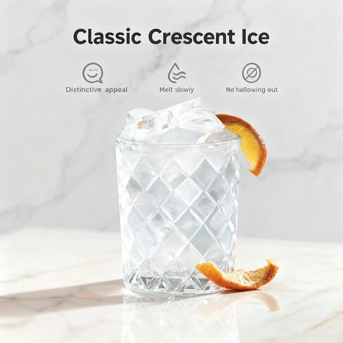 صانع ثلج تجاري سعة 100 رطل/24 ساعة مع ثلج على شكل قمر وتخزين 33 رطلاً، تصميم من الفولاذ المقاوم للصدأ تحت المنضدة، للبار والمقهى والمطاعم والمنزل in Kuwait