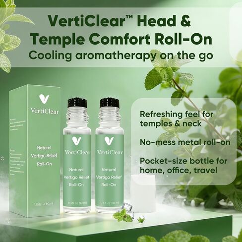 VertiClear Vertigo Ease Oil Roll-On,Verticlear Roll on Aromatherapy Roller with Lavender, Frankincense, Peppermint, Ginger & Eucalyptus, Pocket-Size 10 ml for Daily Use (2) in Saudi Arabia