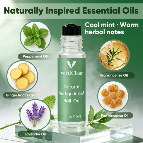VertiClear Vertigo Ease Oil Roll-On,Verticlear Roll on Aromatherapy Roller with Lavender, Frankincense, Peppermint, Ginger & Eucalyptus, Pocket-Size 10 ml for Daily Use (2) in Saudi Arabia