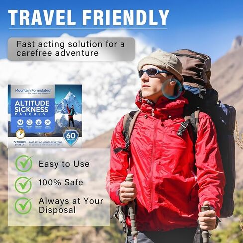 Altitude Sickness Prevention Patches for Mountain Travel and High Elevation Relief, Natural Herbal Patches to Reduce Nausea Dizziness and Fatigue During Hiking 60 Count Skin Friendly in Kuwait