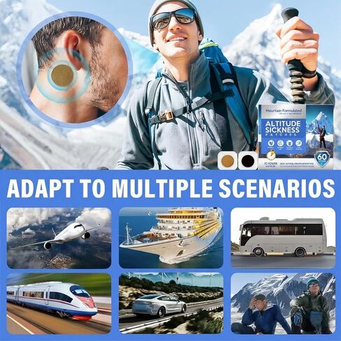 Altitude Sickness Prevention Patches for Mountain Travel and High Elevation Relief, Natural Herbal Patches to Reduce Nausea Dizziness and Fatigue During Hiking 60 Count Skin Friendly in Kuwait