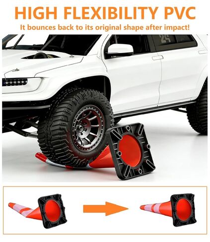 6 Pack 18 Inch Traffic Cones with Heavy Duty Base & Reflective Collars, Orange Safety Cones, High Flexible PVC for Road, Parking Lot, Construction Work, Sports Training in Saudi Arabia