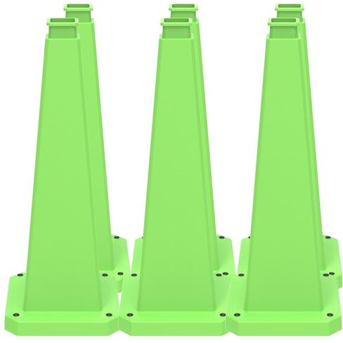 BESEA Caution Wet Floor Sign 3 Pack, 28" Heavy Duty Safety Cone with Weighted Base, Yellow 4-Sided Bilingual Warning Sign, Non-Slip Floor Safety Cone for Restaurants, Stores, Schools, Hotels in Kuwait