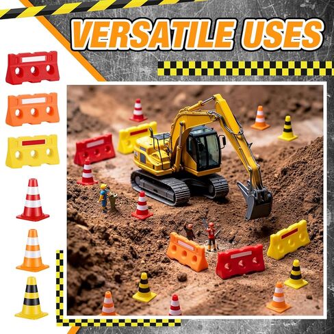 60 Pcs 1in Mini Traffic Cones & 1.4 in Miniature Fence Barricade Signs, Training Scene Roadblock Construction Signs, Small Road Construction Cone for Micro Landscape Sand Table Street Model in Saudi Arabia