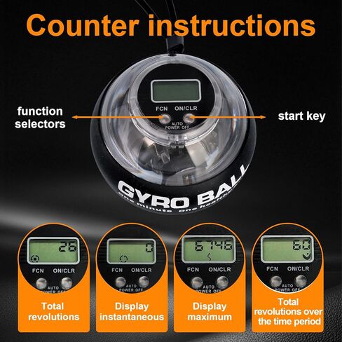 Torque Ball with Counter - Auto-Start Wrist Power Gyro Ball, Forearm Strengthener, Grip Strength Trainer, Hand Strengthening Devices, Wrist Trainer Balls, Finger Exerciser with LED Lights in Saudi Arabia