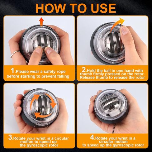 Torque Ball with Counter - Auto-Start Wrist Power Gyro Ball, Forearm Strengthener, Grip Strength Trainer, Hand Strengthening Devices, Wrist Trainer Balls, Finger Exerciser with LED Lights in Saudi Arabia