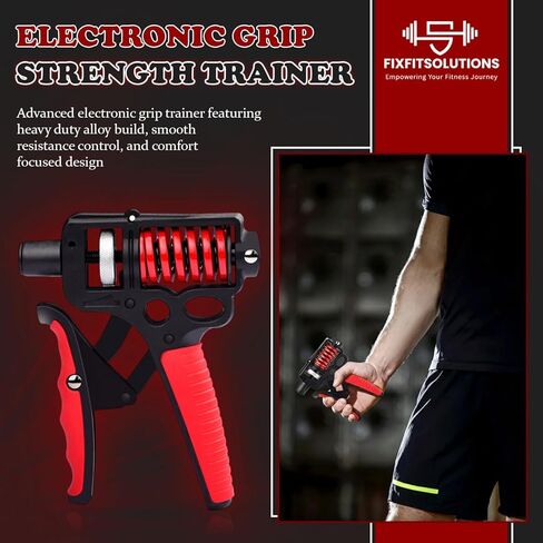 Adjustable 10–400 lb Grip Strength Trainer (Premium Adjustable Grip Strengthener for Forearm Training) Alloy Frame, Titanium-Plated Steel, TPR Non-Slip Handles | Color Red in Saudi Arabia