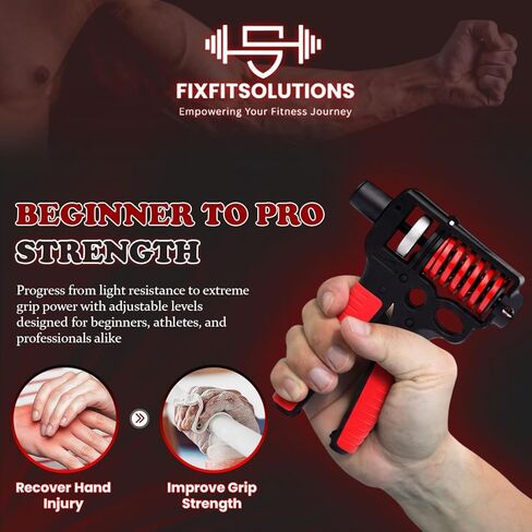 Adjustable 10–400 lb Grip Strength Trainer (Premium Adjustable Grip Strengthener for Forearm Training) Alloy Frame, Titanium-Plated Steel, TPR Non-Slip Handles | Color Red in Saudi Arabia