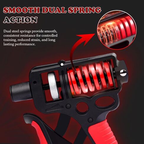 Adjustable 10–400 lb Grip Strength Trainer (Premium Adjustable Grip Strengthener for Forearm Training) Alloy Frame, Titanium-Plated Steel, TPR Non-Slip Handles | Color Red in Saudi Arabia
