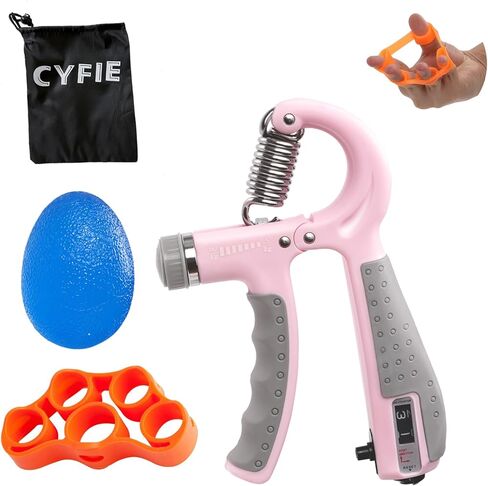 CYFIE Grip Strength Trainer Kit with Adjustable Resistance 10 - 132 Lbs, Forearm Exerciser, Finger Stretcher, Stress Ball, Forearm Strengthener for Workout wuth Storage Bag, Muscle Building and Recovery in Saudi Arabia