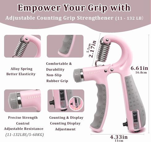 CYFIE Grip Strength Trainer Kit with Adjustable Resistance 10 - 132 Lbs, Forearm Exerciser, Finger Stretcher, Stress Ball, Forearm Strengthener for Workout wuth Storage Bag, Muscle Building and Recovery in Saudi Arabia