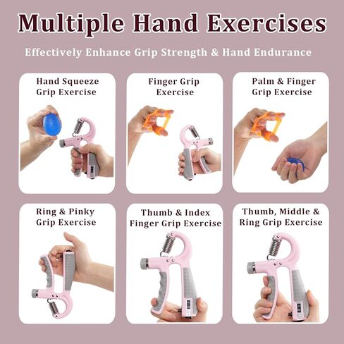 CYFIE Grip Strength Trainer Kit with Adjustable Resistance 10 - 132 Lbs, Forearm Exerciser, Finger Stretcher, Stress Ball, Forearm Strengthener for Workout wuth Storage Bag, Muscle Building and Recovery in Saudi Arabia