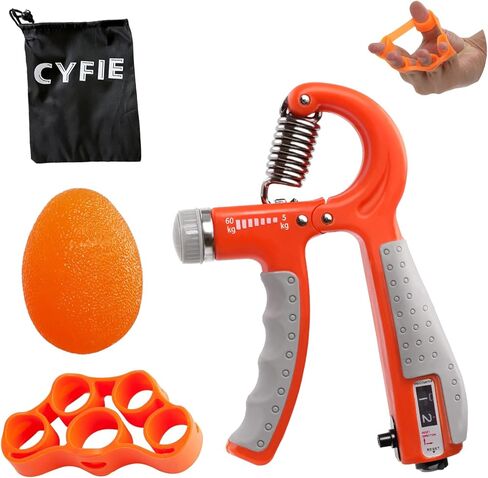 CYFIE Grip Strength Trainer Kit with Adjustable Resistance 10 - 132 Lbs, Forearm Exerciser, Finger Stretcher, Stress Ball, Forearm Strengthener for Workout wuth Storage Bag, Muscle Building and Recovery in Saudi Arabia