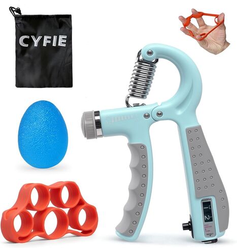 CYFIE Grip Strength Trainer Kit with Adjustable Resistance 10 - 132 Lbs, Forearm Exerciser, Finger Stretcher, Stress Ball, Forearm Strengthener for Workout wuth Storage Bag, Muscle Building and Recovery in Saudi Arabia